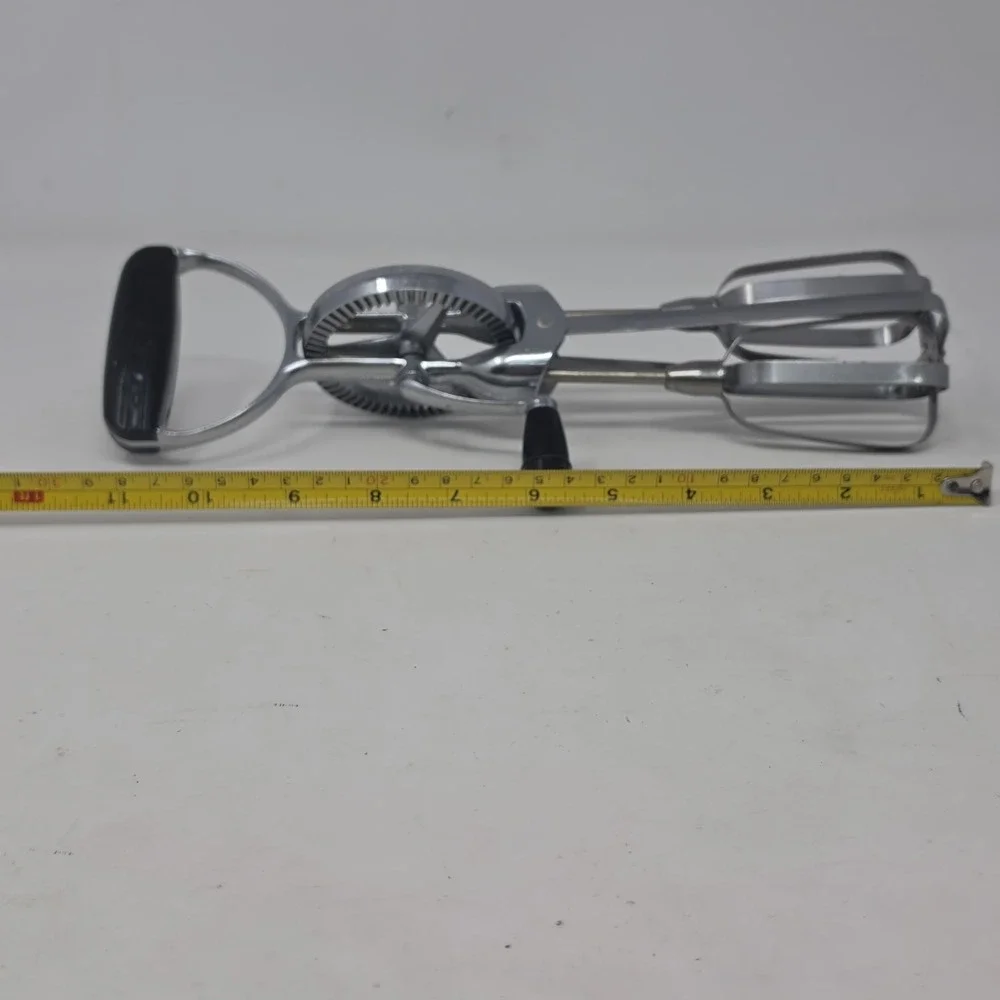 Vintage Ecko Best Hand Held Mixer Rotary Beater Black Handle Stainless Steel. L